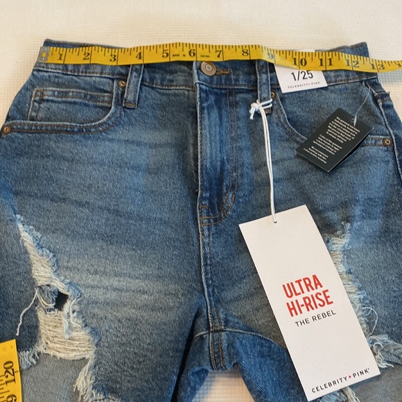 Celebrity Pink Ultra Hi Rise The Rebel Distressed Woman’s Jeans Shorts size 1 - Picture 12 of 12